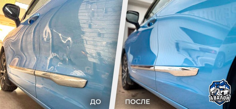 удаление вмятины на двери